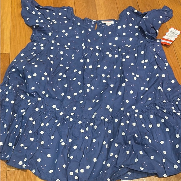 Cat & Jack Blue Crew Neck Flutter Sleeve Top - Picture 1 of 3